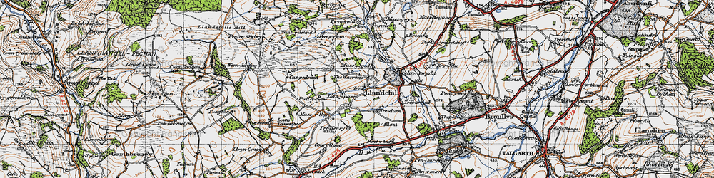 Old map of Llandefalle in 1947