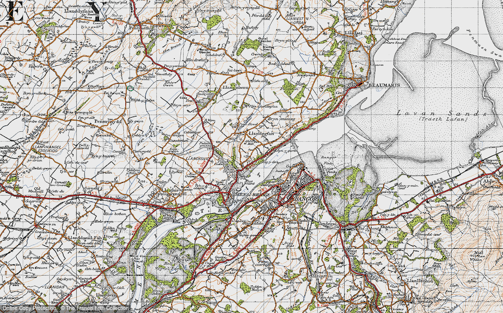 Old Map of Historic Map covering Ynys Gaint in 1947