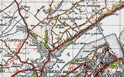 Old map of Ynys Gaint in 1947