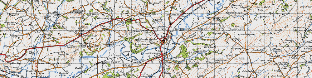 Old map of Llandeilo in 1947
