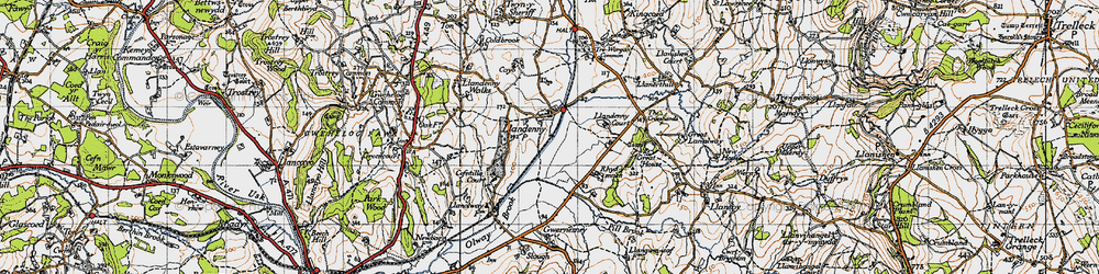 Old map of Llandenny in 1946