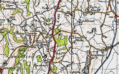 Old map of Llandenny Walks in 1946