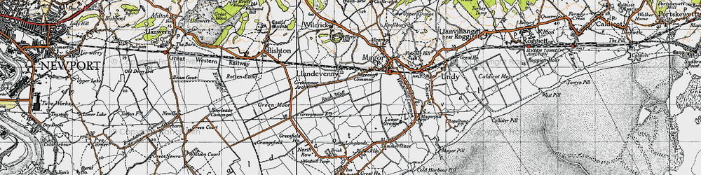 Old map of Llandevenny in 1946