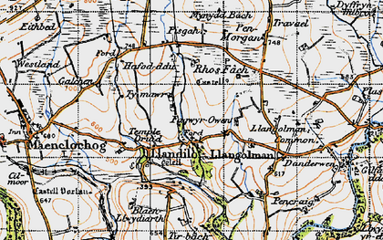 Old map of Llandilo in 1946