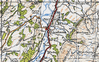 Old map of Llandinam in 1947