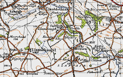 Old map of Llandough in 1947