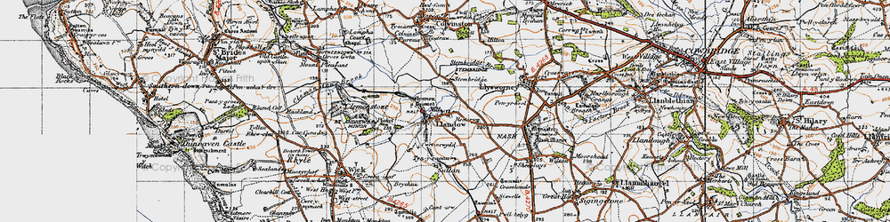 Old map of Llandow in 1947