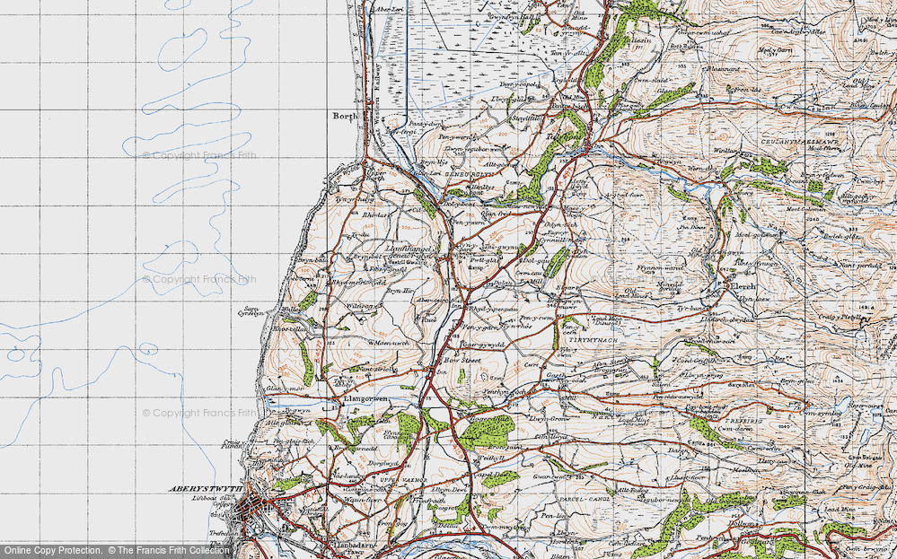 Old Map of Historic Map covering Bryn-bwl in 1947