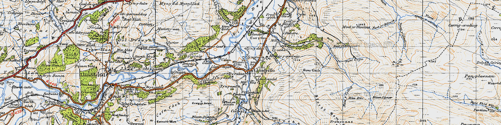 Old map of Afon Llynor in 1947