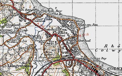 Old map of Llandrillo-yn-Rhôs in 1947