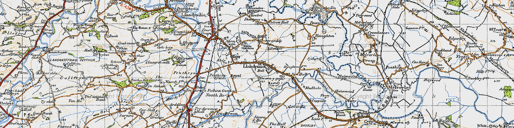 Old map of Llandrinio in 1947