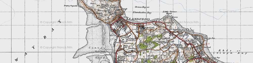 Old map of Llandudno in 1947