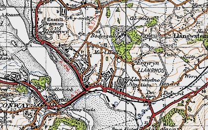 Old map of Bodysgallen (Hotel) in 1947