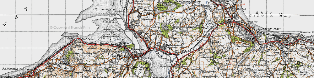 Old map of Llandudno Junction in 1947