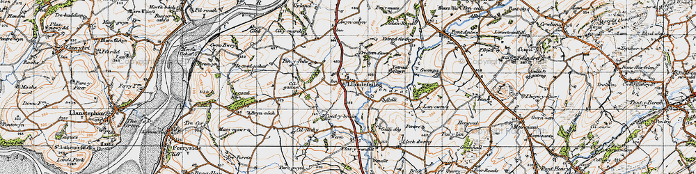Old map of Llandyfaelog in 1946