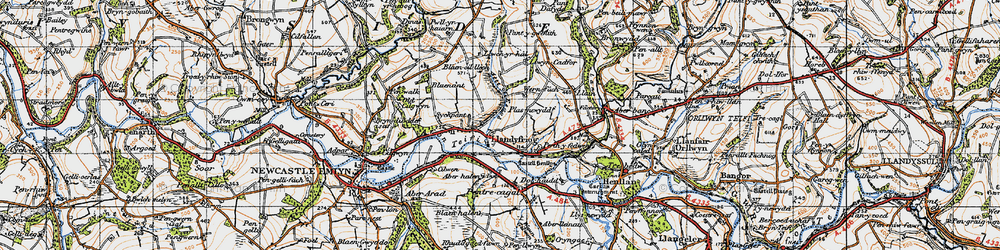Old map of Aberhalen in 1947