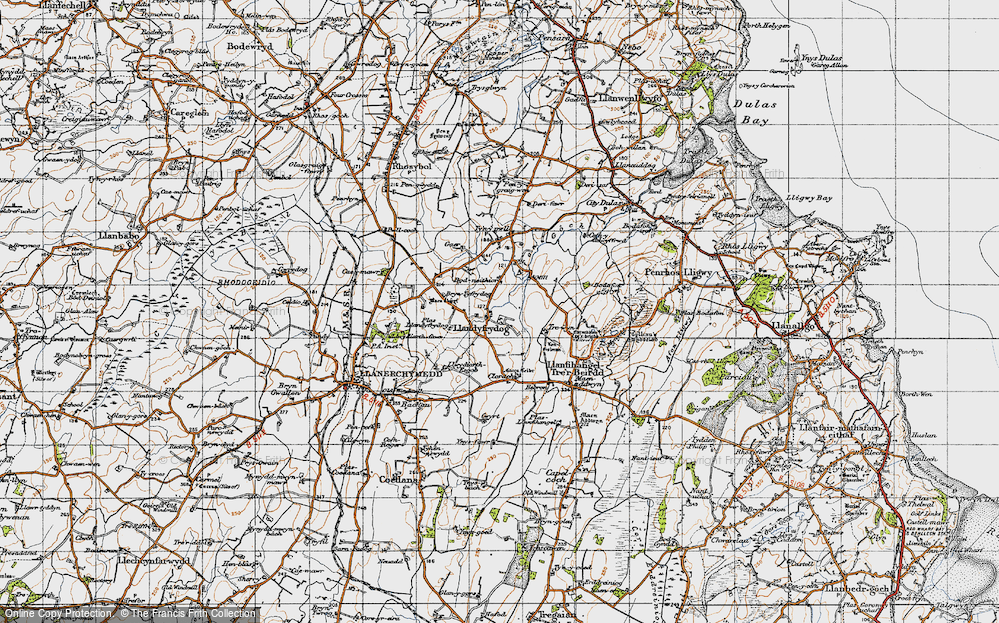 Old Map of Historic Map covering Bryn Dyfrydog in 1947