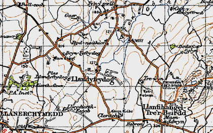 Old map of Llandyfrydog in 1947