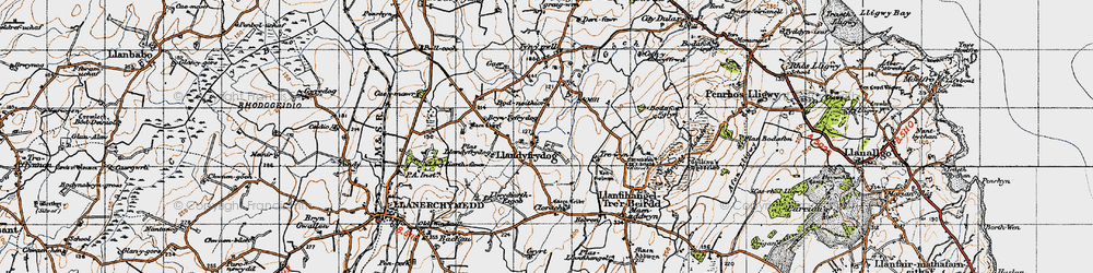 Old map of Bryn Dyfrydog in 1947