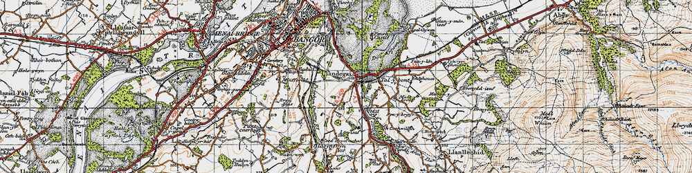 Old map of Llandygai in 1947