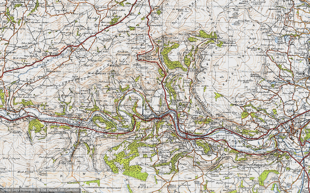 Old Map of Historic Map covering Bryn Alyn in 1947