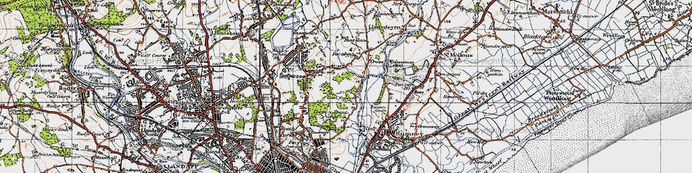 Old map of Llanedeyrn in 1947
