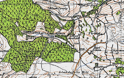 Old map of Llaneglwys in 1947