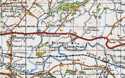 Old map of Afon Cothi in 1947