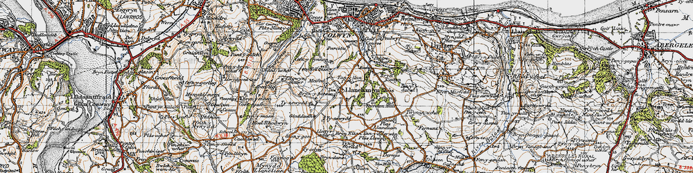 Old map of Llanelian yn-Rhôs in 1947