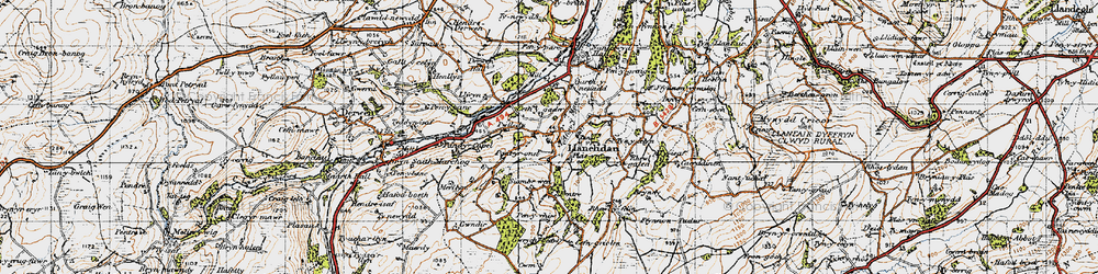 Old map of Afon y Maes in 1947