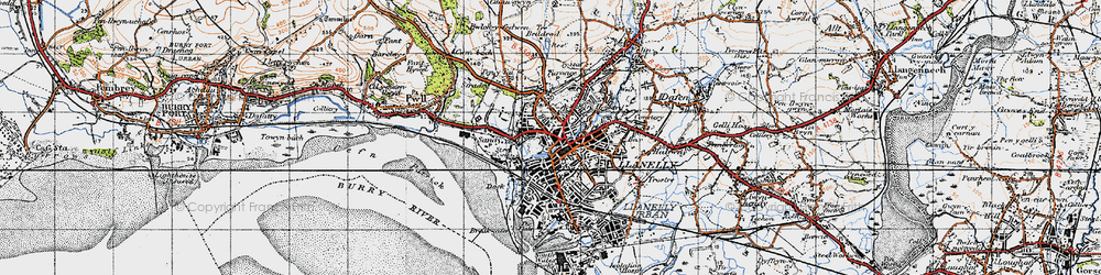 Old map of Llanelli in 1946