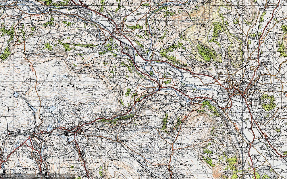 Old Map of Historic Map covering Pen-y-graig in 1947