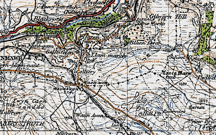 Old map of Llanelly Hill in 1947