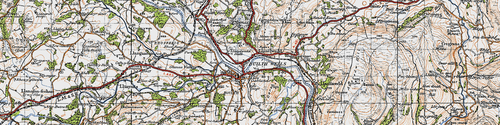 Old map of Llanelwedd in 1947