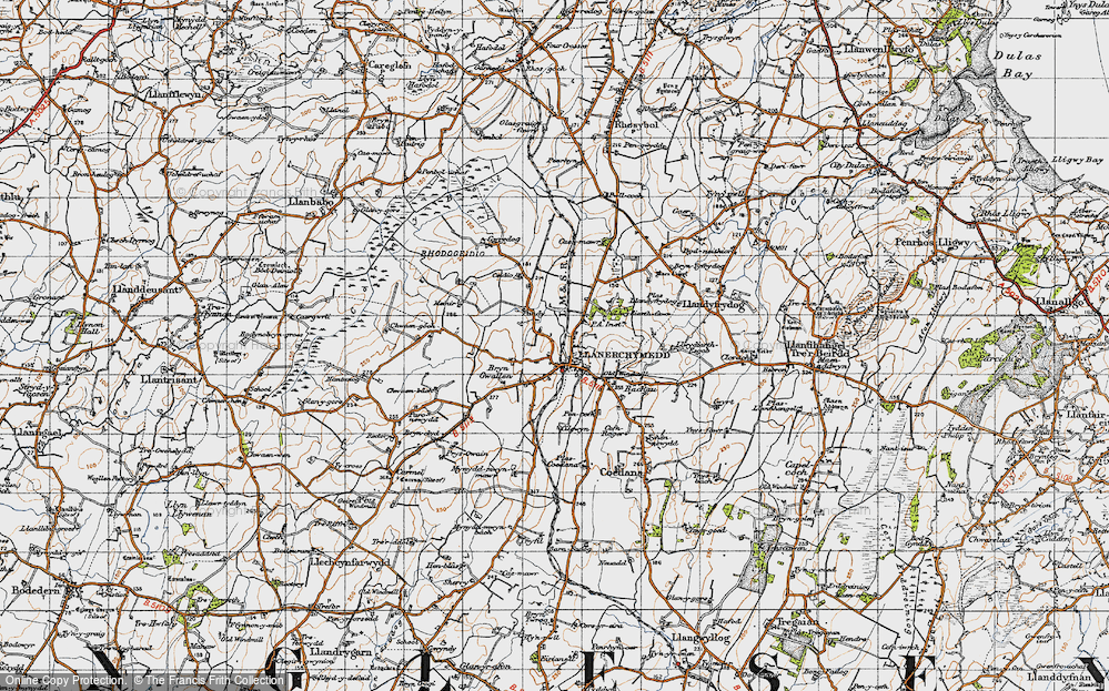 Old Map of Historic Map covering Bryn Gollen in 1947