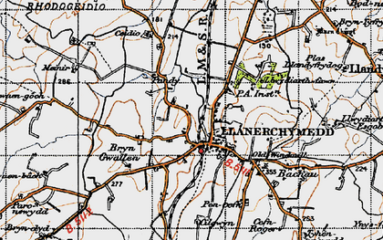Old map of Llanerchymedd in 1947