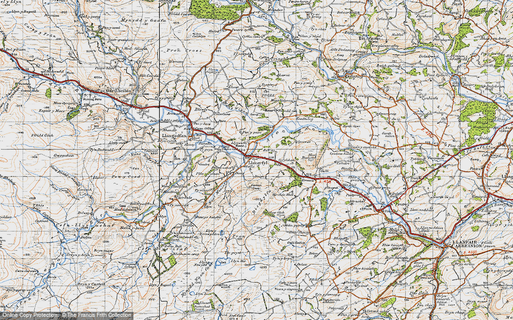 Old Map of Historic Map covering Pentre Uchaf in 1947