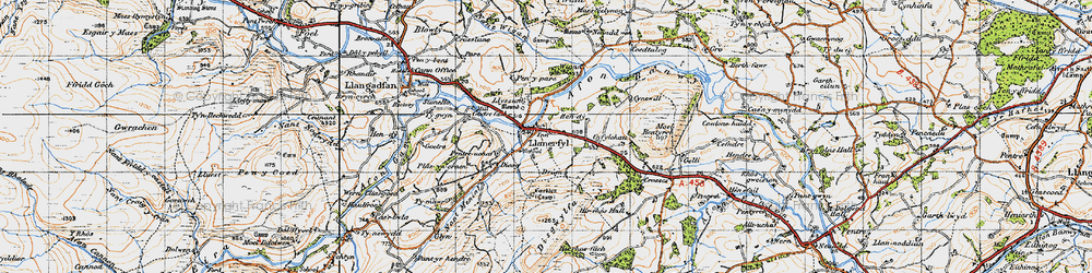 Old map of Llanerfyl in 1947