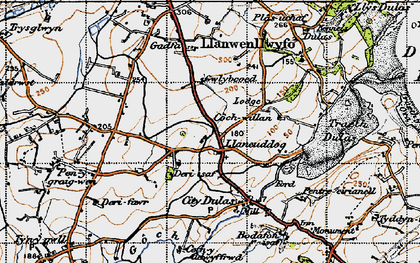 Old map of Llaneuddog in 1947