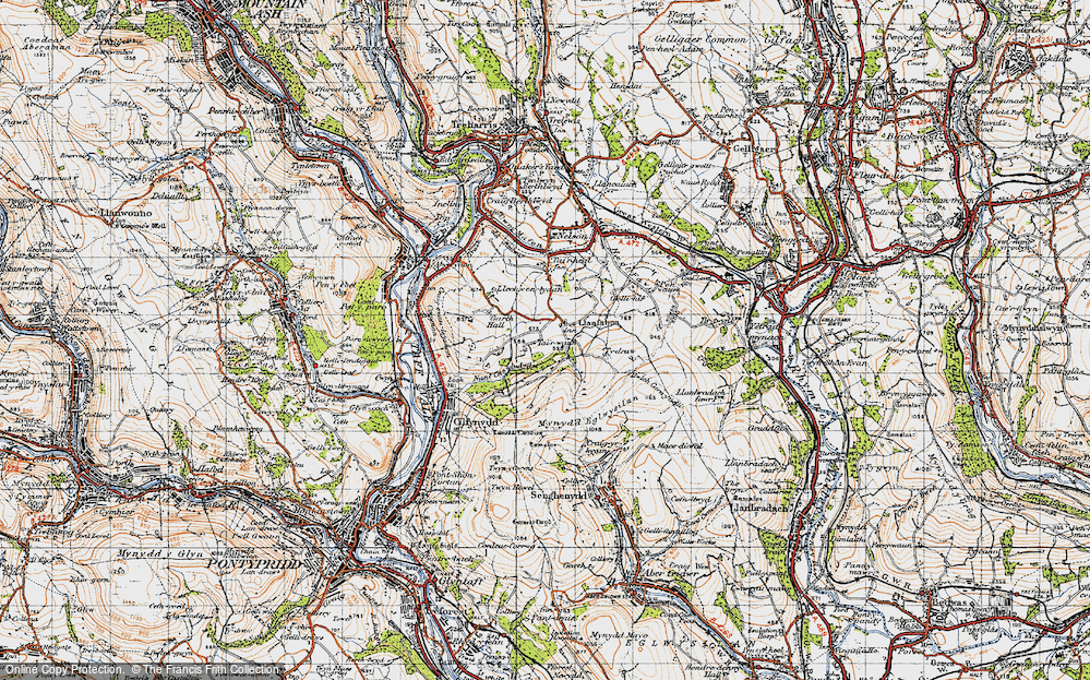 Old Map of Historic Map covering Bryntaldwyn in 1947