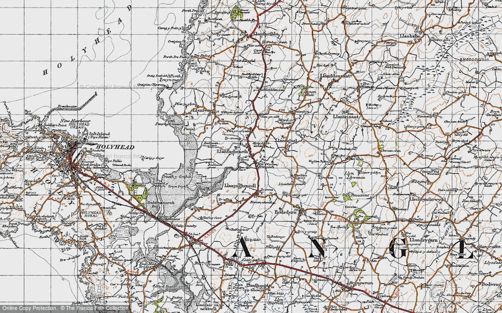 Old Map of Historic Map covering Bodlasan Fawr in 1947