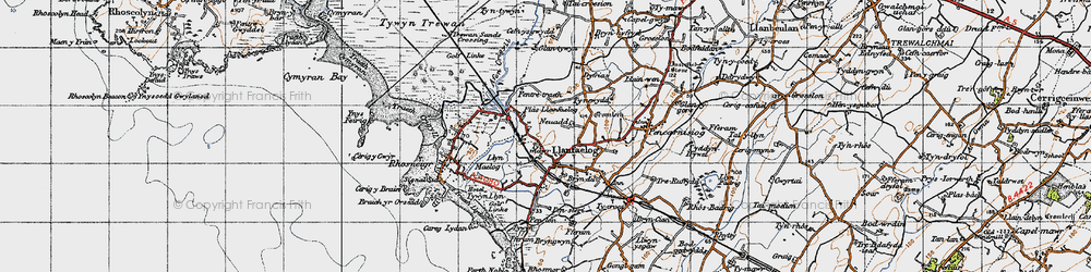 Old map of Llanfaelog in 1947