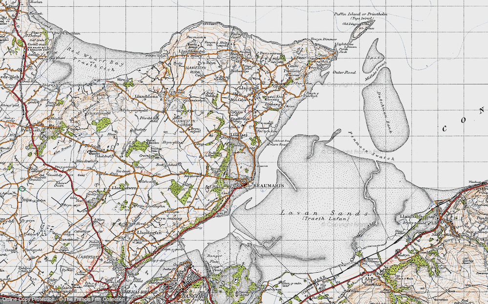 Old Map of Historic Map covering Bryn Glas in 1947