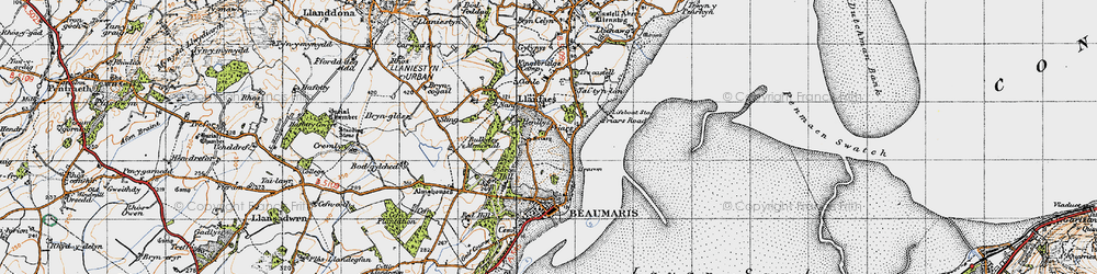Old map of Llanfaes in 1947
