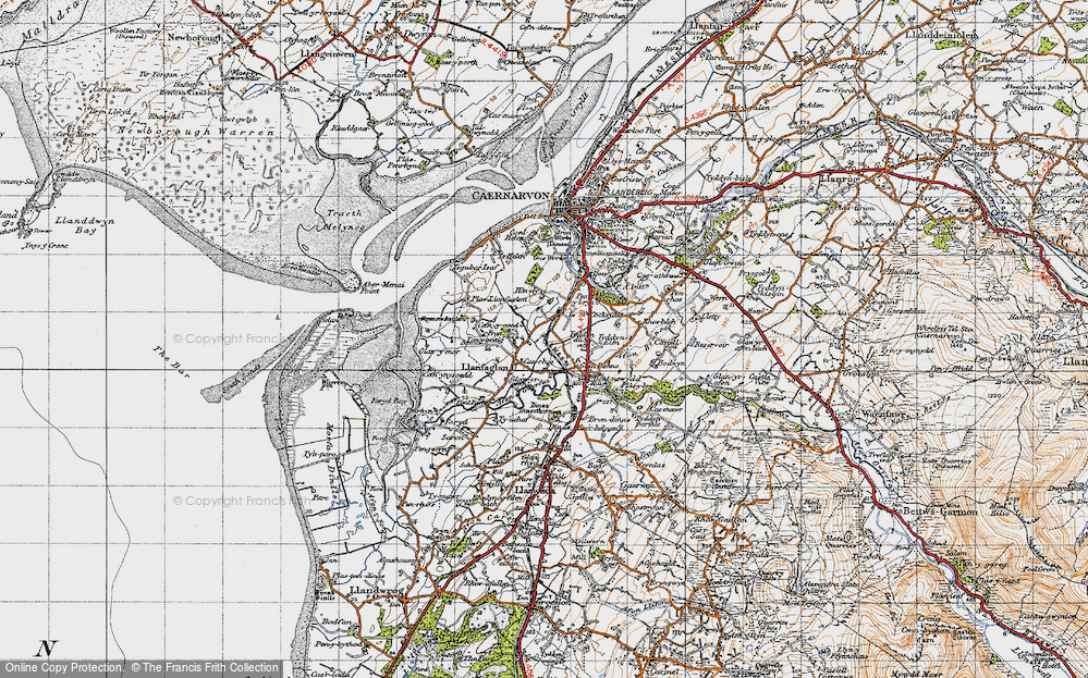 Old Map of Historic Map covering Ysgubor Isaf in 1947