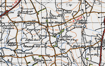 Old map of Llanfair-Nant-Gwyn in 1947