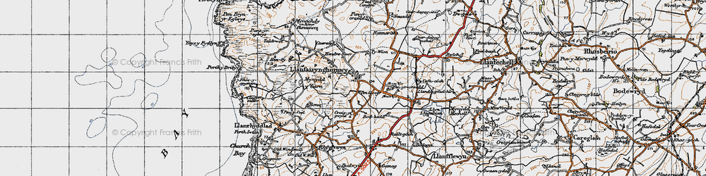 Old map of Llanfairynghornwy in 1947
