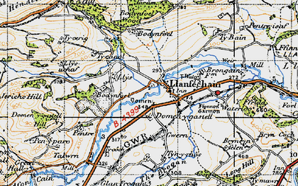 Old map of Llanfechain in 1947