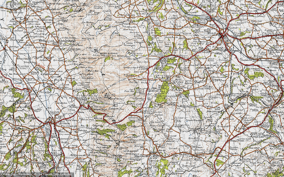 Old Map of Historic Map covering Brynyrodyn in 1947