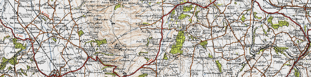 Old map of Llanferres in 1947